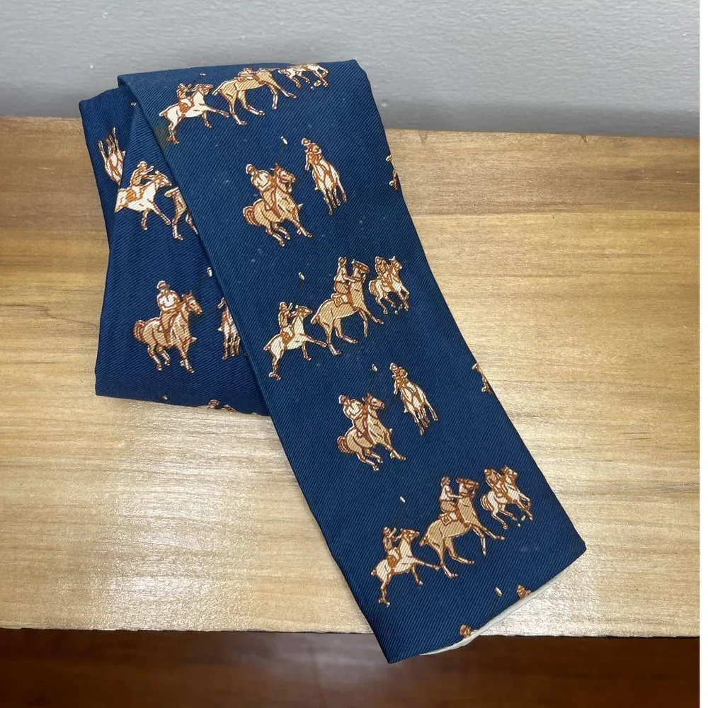 Rooster Square Bottom Cotton Tie‎ Navy Blue